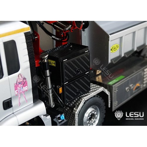 1/14 Truck remote control model, metal toy, hydraulic seven-way valve, truck mounted crane, modified vehicle equipped with Lesu LESU