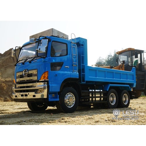 1/14 mud head Hino Hino6X6 three-axis full drive differential lock axle hydraulic F-frame dump truck model LESU