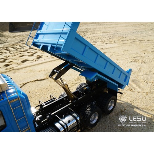 1/14 mud head Hino Hino6X6 three-axis full drive differential lock axle hydraulic F-frame dump truck model LESU