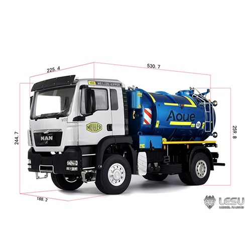 1/14 simulation model toy MAN4X4 high-torque suction truck with vacuum tank, full metal chassis, Lesu LESU