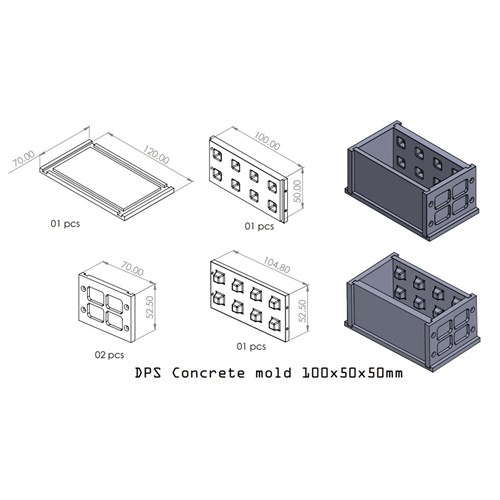 Brick concrete mold 100x50x50mm DPS