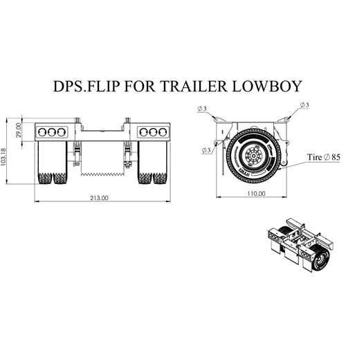 New Flip Axles Trailer Lowboy DPS 