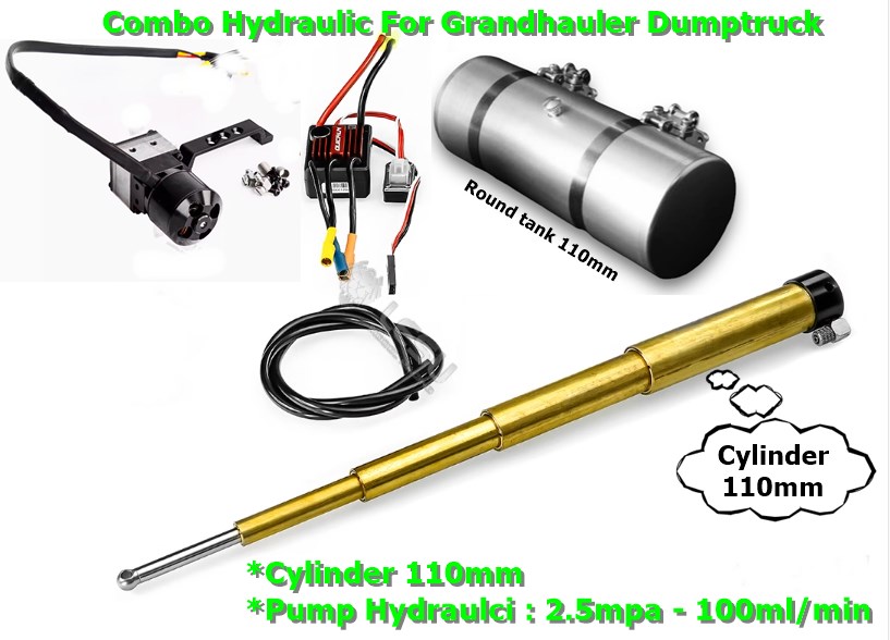 1/14 FRONT-MOUNTED MULTI-STAGE HYDRAULIC CYLINDER SYSTEM FOR GRANDHAULER, ROUND TANK