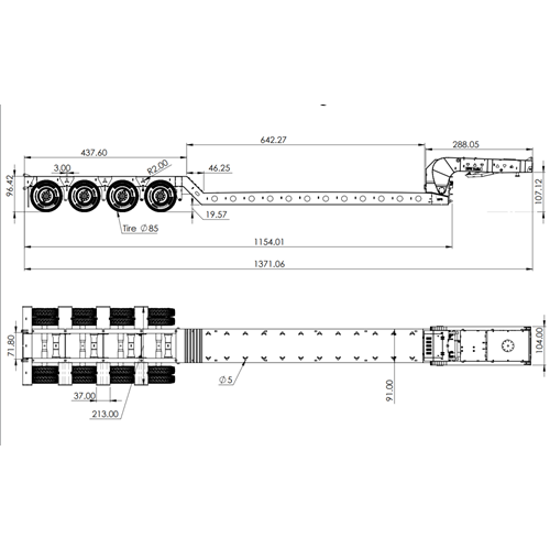 DPS-031-LOWBOY TRAILER QUA AXLE WITHOUT THE OUTER DECK