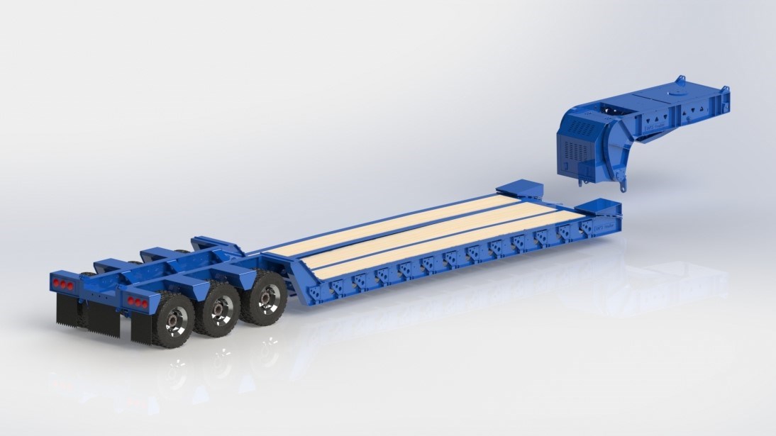 DPS TRAILER 032 LOWBOY TRIAXLE RAMPS FLIP 1/14