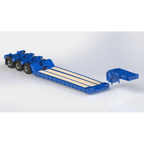 DPS TRAILER 032 LOWBOY TRIAXLE RAMPS FLIP 1/14