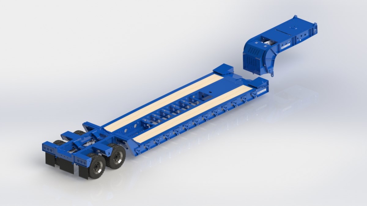 DPS TRAILER 041 LOWBOY 2AXLE RAMPS FLIP 1/14