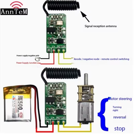 Compatible with N20 370 550 reducer motor micro wireless remote control for forward and reverse rotation stop module
