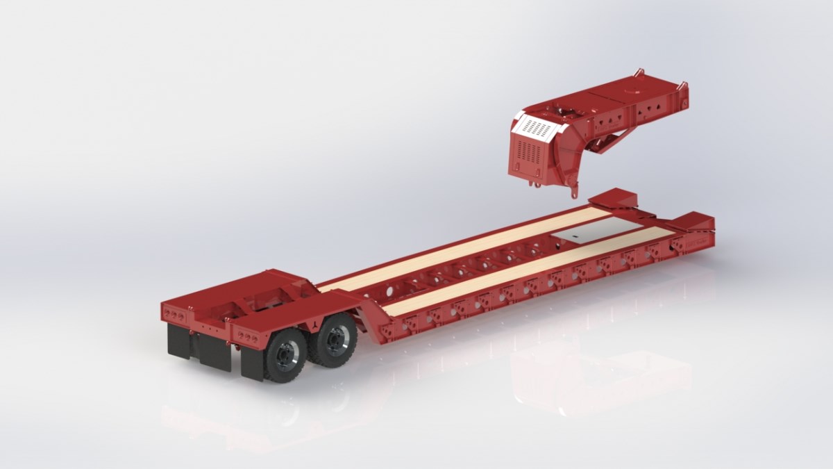 DPS TRAILER 041 LOWBOY 2AXLE RAMPS FLIP 1/14 WITH FENDER