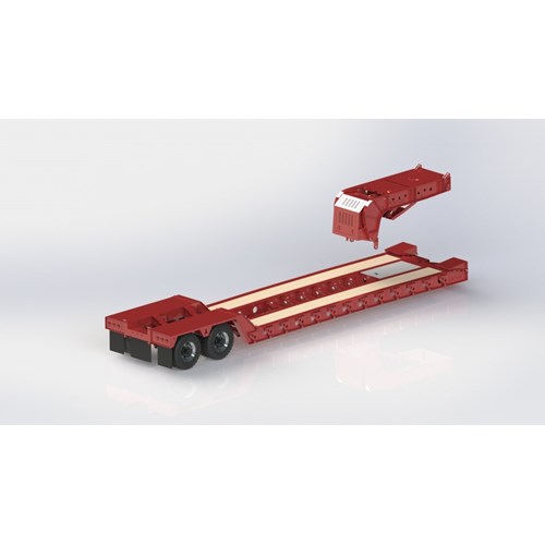 DPS TRAILER 041 LOWBOY 2AXLE RAMPS FLIP 1/14 WITH FENDER
