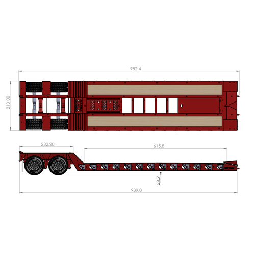 DPS TRAILER 041 LOWBOY 2AXLE RAMPS FLIP 1/14 WITH FENDER
