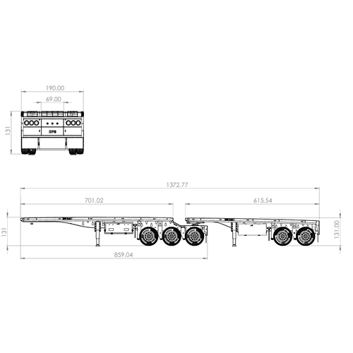 DS26-TRAIN-B-DOUBLE TRAILER A CA-US-AU ( COMBO 02 TRAILER 32FT + 28FT )